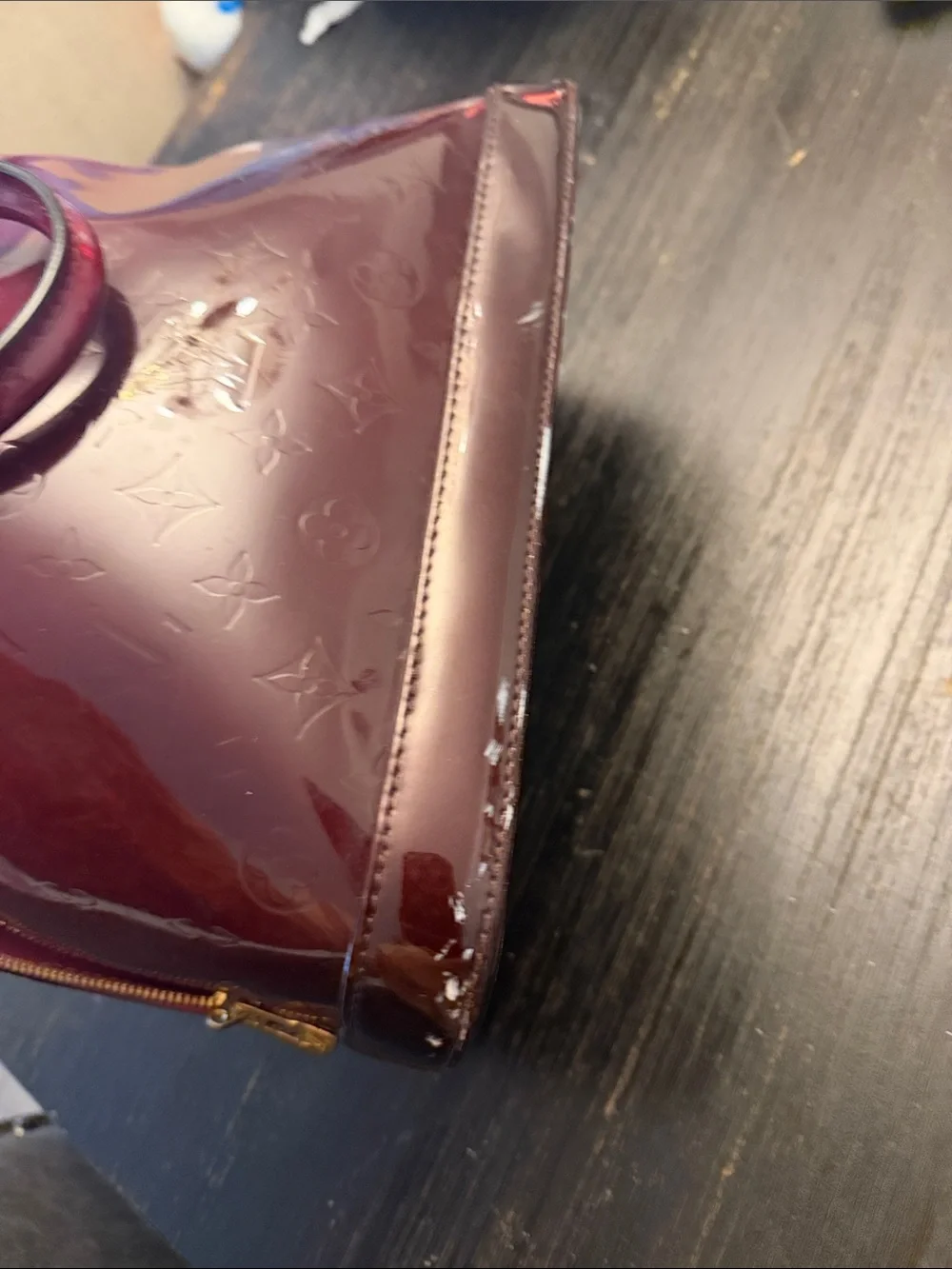 Louis Vuitton Burgundy Leather purse with Gold Hardware